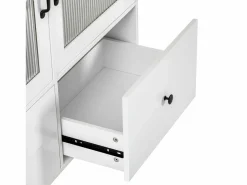Sale Isla de cocina móvil con 2 puertas de cristal y 3 cajones - Mesa extensible - Isla Cocina