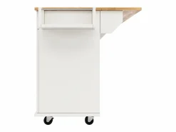 New Isla de cocina móvil con 4 puertas y 2 cajones - Tablero extensible - 106x50(78)x90,5cm - Madera MDF - y natural Isla Cocina