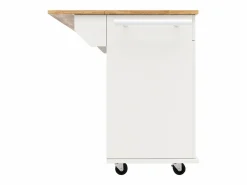 New Isla de cocina móvil con 4 puertas y 2 cajones - Tablero extensible - 106x50(78)x90,5cm - Madera MDF - y natural Isla Cocina