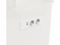 New Merax Isla de cocina móvil con 2 puertas, 2 cajones y 4 botelleros - Tablero extensible - 131,5x43(76)x90,7cm - MDF - y natural Blanco