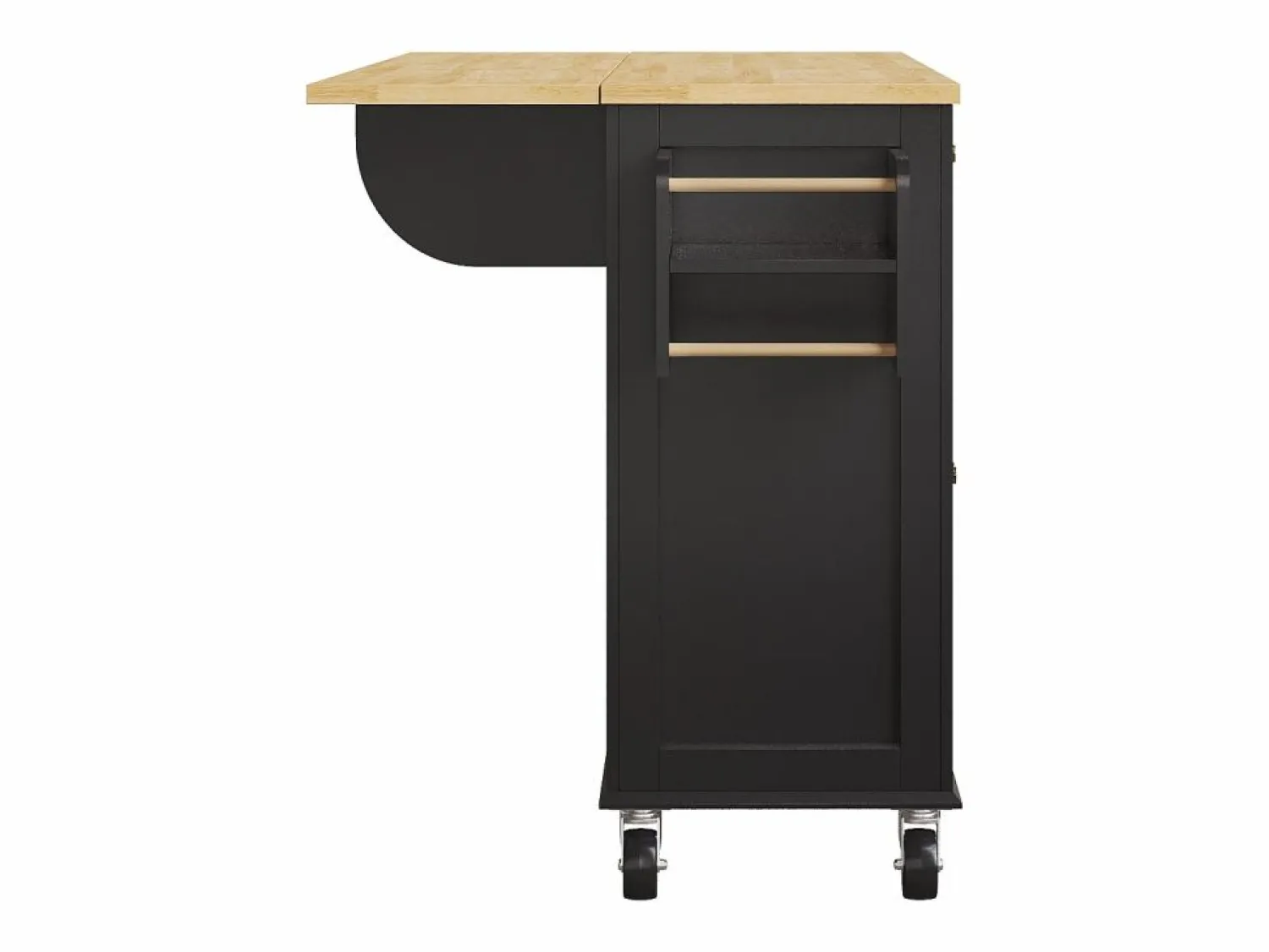 Best Isla de cocina negra - Carrito de cocina con 2 cajones y 4 puertas de cristal - especiero y toallero Isla Cocina