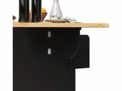 Best Isla de cocina negra - Carrito de cocina con 2 cajones y 4 puertas de cristal - especiero y toallero Isla Cocina