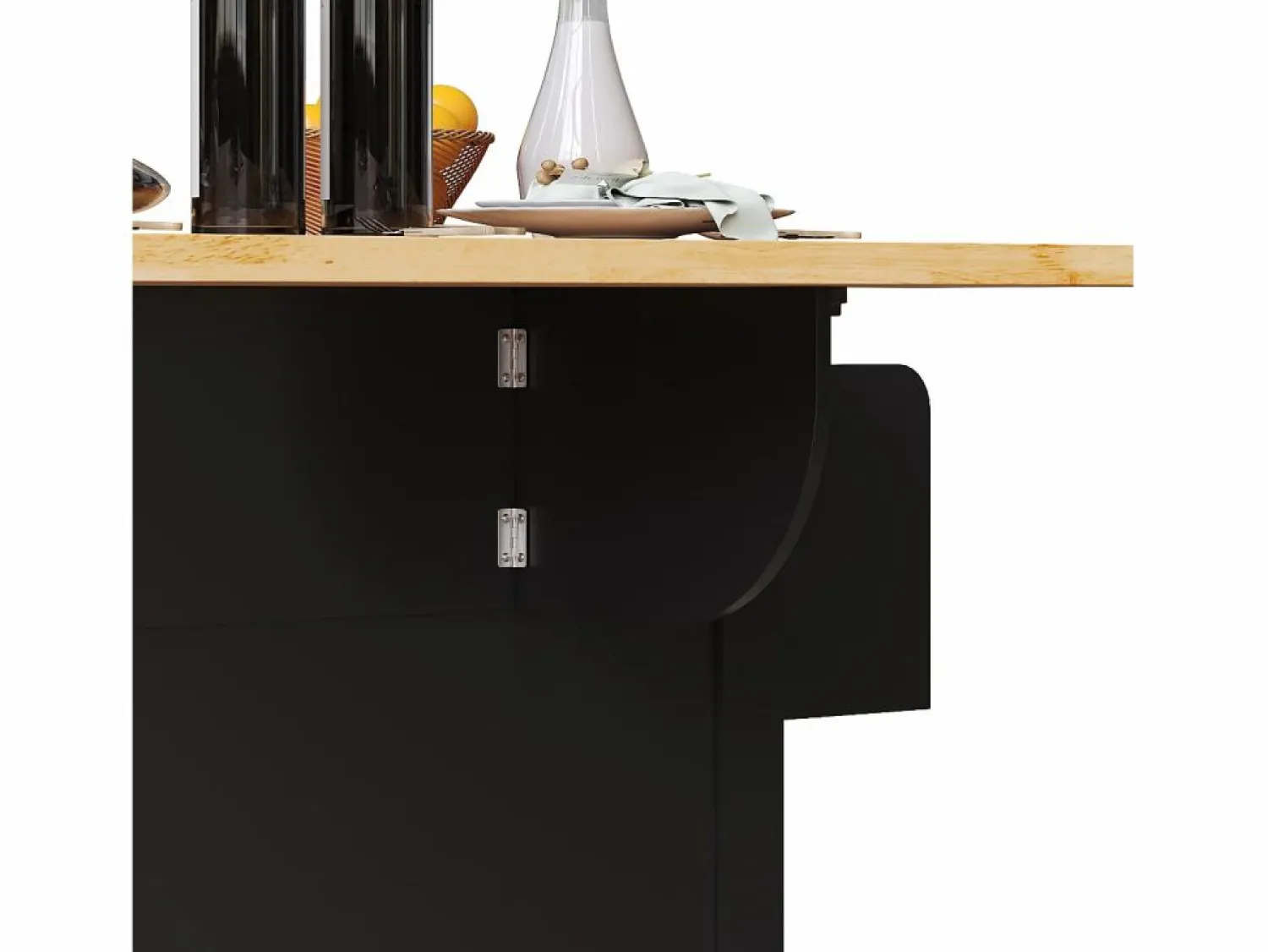 Best Isla de cocina negra - Carrito de cocina con 2 cajones y 4 puertas de cristal - especiero y toallero Isla Cocina