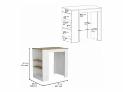 TuHome Isla de cocina Portree en melamina 3 estantes y almacenamiento abierto , 91.28 cm X 92 cm X 59 cm ,