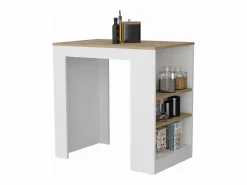 TuHome Isla de cocina Portree en melamina 3 estantes y almacenamiento abierto , 91.28 cm X 92 cm X 59 cm ,