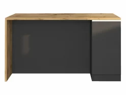 Clearance Isla de cocina Sole con 2 puertas en antracita mate/roble 160x90x90 cm Isla Cocina