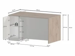 Clearance Isla de cocina Sole con 2 puertas en antracita mate/roble 160x90x90 cm Isla Cocina