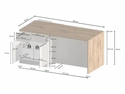 Isla de cocina Sole con 4 puertas y 4 cajones, color antracita mate/roble, 200 x 90 x 90 cm Gris antracita