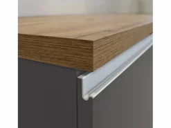 Isla de cocina Sole con 4 puertas y 4 cajones, color antracita mate/roble, 200 x 90 x 90 cm Gris antracita