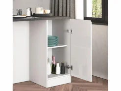 Best Isla de cocina Sole con 2 puertas brillo y report 160x90x90 cm Blanco