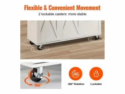 Best Isla de Cocina, SucceBuy Carrito de Cocina de 115 cm con Ruedas, Armario de Almacenamiento con Cajón y Estante Isla Cocina