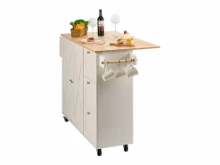 Best Isla de Cocina, SucceBuy Carrito de Cocina de 115 cm con Ruedas, Armario de Almacenamiento con Cajón y Estante Isla Cocina