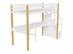 Clearance it litera 90 x 200, altillo con escritorio, cama infantil con escalera de almacenamiento, barandilla de seguridad, Cama Litera