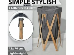 Discount Jace Cesto para colada plegable madera y tela Cesto De Ropa