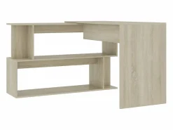 Garden Furniture Jakobstad Escritorio de esquina contrachapada color roble 200x50x76 cm