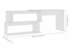 Garden Furniture Jakobstad Escritorio de esquina madera contrachapada 200x50x76 cm Blanco