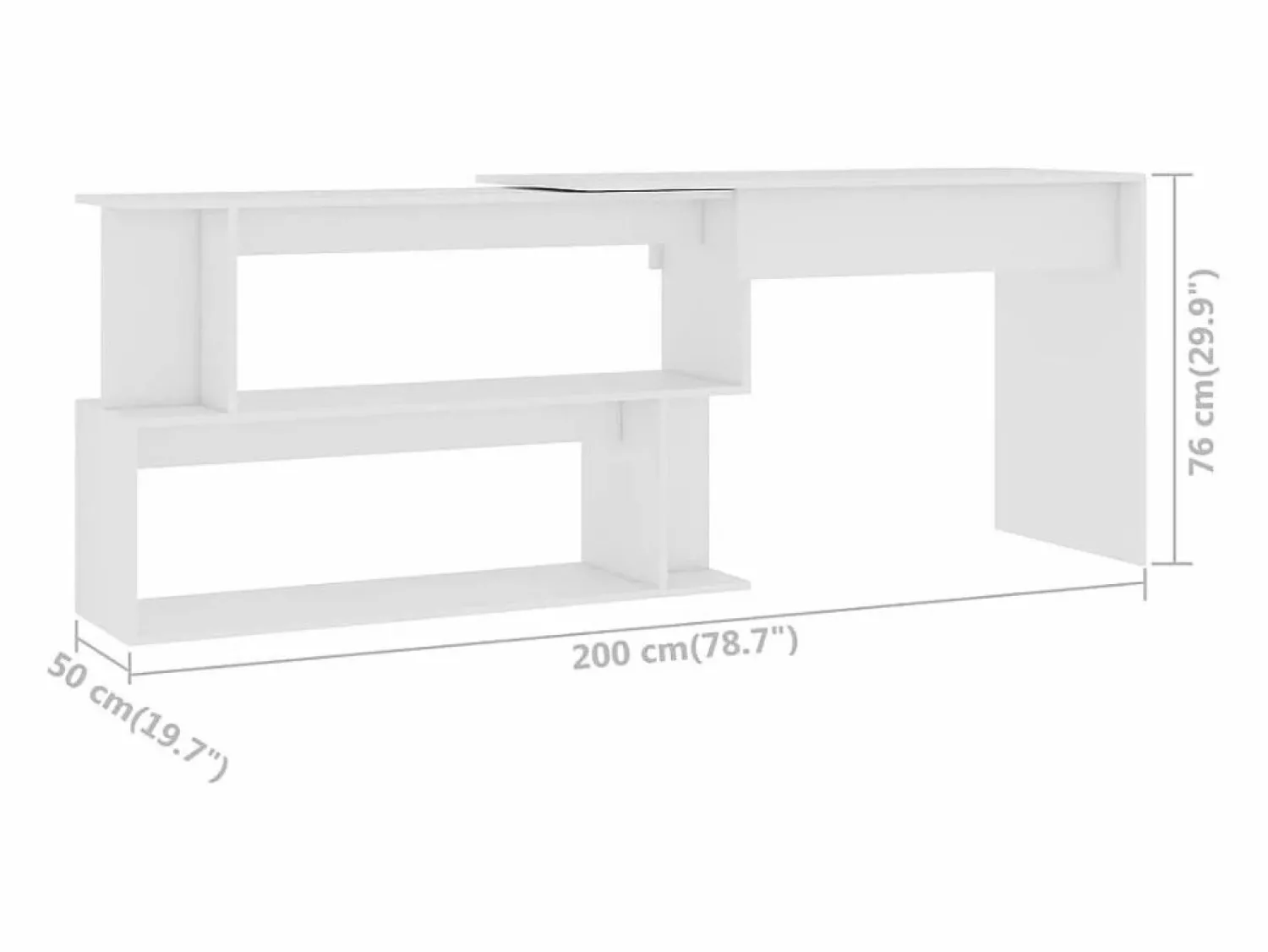 Garden Furniture Jakobstad Escritorio de esquina madera contrachapada 200x50x76 cm Blanco