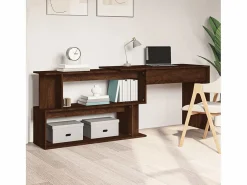Best Garden Furniture Jakobstad Escritorio esquina madera contrachapada color roble 200x50x76cm Marru00f3n