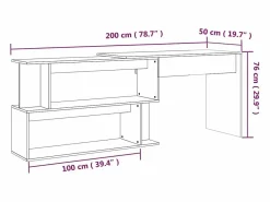 Best Garden Furniture Jakobstad Escritorio esquina madera contrachapada color roble 200x50x76cm Marru00f3n