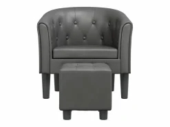 Garden Furniture Jalkar Sillón con taburete cuero sintético