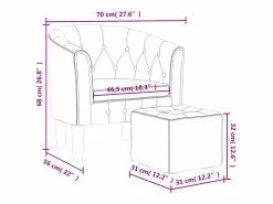 Sale Jalkar Sillón con taburete cuero sintético Sillón Estilo Cabriolet