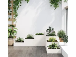 Outlet Jardinera 4 niveles madera maciza pino blanca 106x104,5x36 cm Jardinera