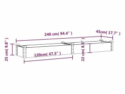 Clicnbuy Jardinera arriate con forro madera maciza abeto 240x45x25 cm