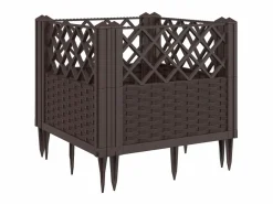 Jardinera con clavijas PP marrón 43,5x43,5x43,5 cm Jardinera