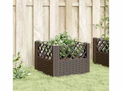 Jardinera con clavijas PP marrón 43,5x43,5x43,5 cm Jardinera