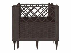 Jardinera con clavijas PP marrón 43,5x43,5x43,5 cm Jardinera