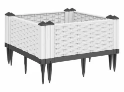 Best Clicnbuy Jardinera con clavijas PP 42,5x42,5x28,5 cm Blanco
