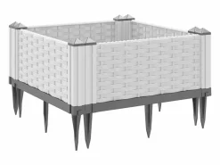 Best Clicnbuy Jardinera con clavijas PP 42,5x42,5x28,5 cm Blanco