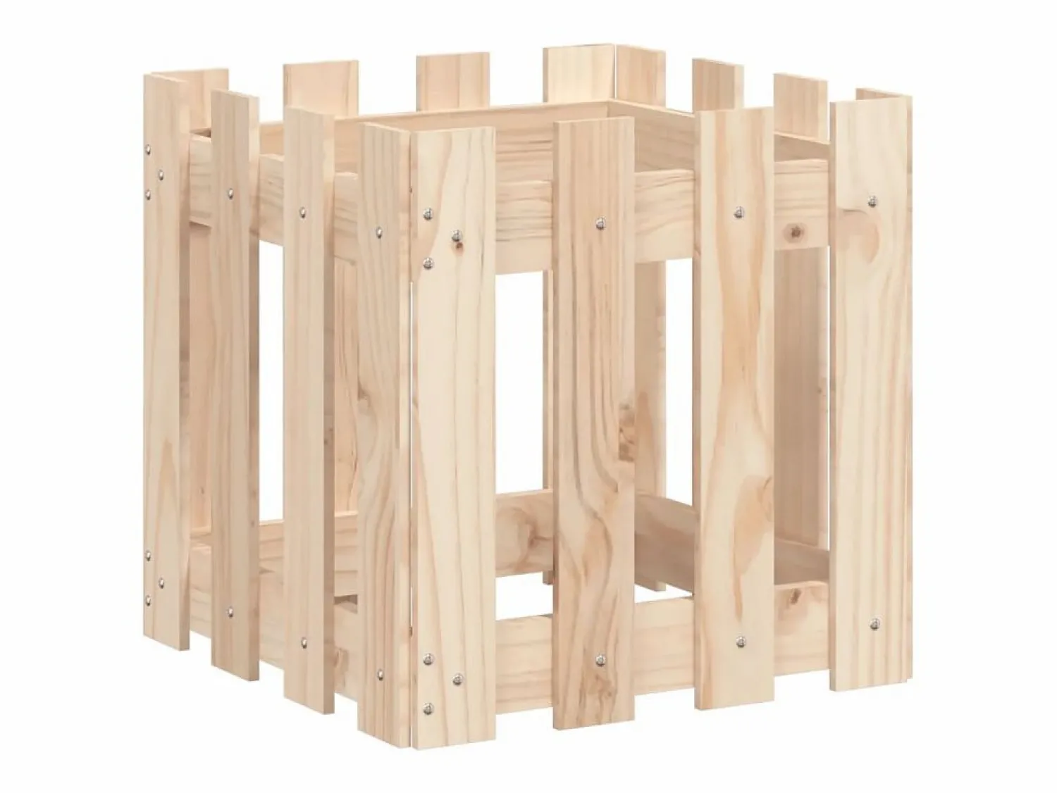 Clicnbuy Jardinera con diseño de valla madera maciza de pino 40x40x40 cm