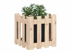 Clicnbuy Jardinera con diseño de valla madera maciza de pino 40x40x40 cm