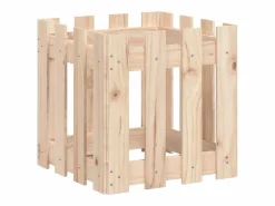 Clicnbuy Jardinera con diseño de valla madera maciza de pino 40x40x40 cm