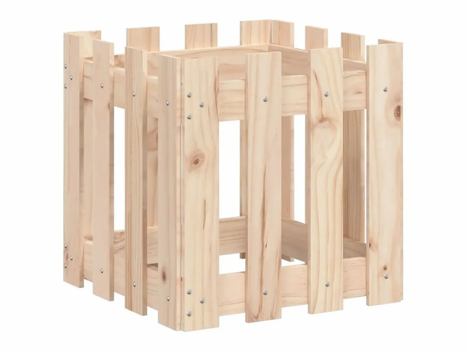Clicnbuy Jardinera con diseño de valla madera maciza de pino 40x40x40 cm
