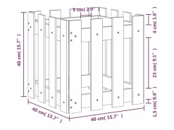 Clicnbuy Jardinera con diseño de valla madera maciza de pino 40x40x40 cm