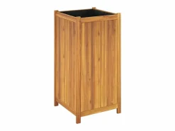Best Clicnbuy Jardinera con forro madera maciza de acacia 50x50x100 cm Marru00f3n