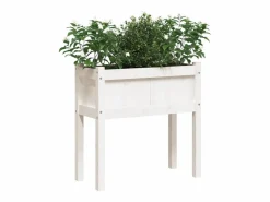 New Clicnbuy Jardinera con patas madera maciza de pino 70x31x70 cm Blanco