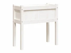 New Clicnbuy Jardinera con patas madera maciza de pino 70x31x70 cm Blanco