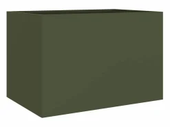 Clicnbuy Jardinera de acero laminado en frío oliva 62x47x46 cm