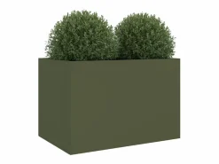 Clearance Jardinera de acero laminado en frío oliva 62x40x39 cm Jardinera