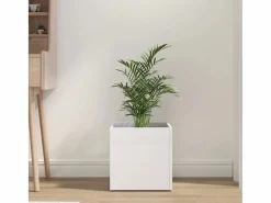 New Clicnbuy Jardinera de madera contrachapada brillante 40x40x40 cm Blanco