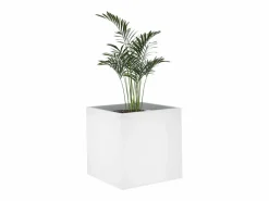 New Clicnbuy Jardinera de madera contrachapada brillante 40x40x40 cm Blanco