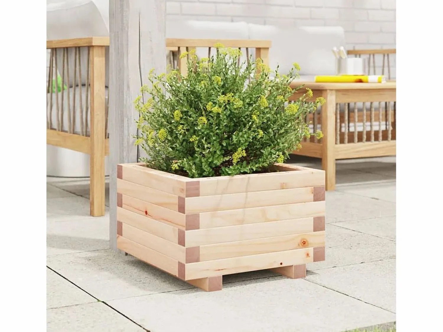 Clicnbuy Jardinera de madera maciza de pino 40x40x26,5 cm