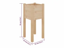 Hot Jardinera de madera maciza de pino 31x31x70 cm Jardinera