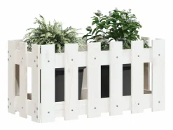 Clicnbuy Jardinera diseño de valla madera maciza pino blanca 60x30x30 cm