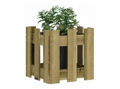 Discount Clicnbuy Jardinera diseño de valla madera de pino impregnada 30x30x30 cm Marru00f3n