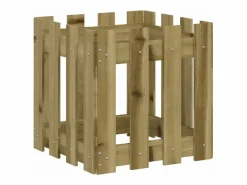 Discount Jardinera diseño de valla madera de pino impregnada 40x40x40 cm Jardinera