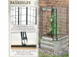 Sale Jardinera elevada con enrejado y 3 estantes, jardinera de madera, para plantas trepadoras, gris (53x53x90 cm) Plateado